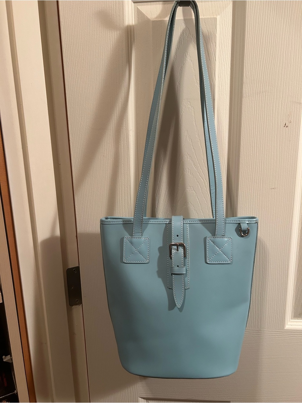 Dooney&Bourke Genuine Classic Leather Aqua Blue Bucket Tote 10.5” #A0078039 1987